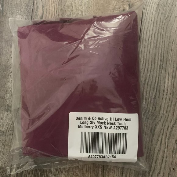 NWT DENIM & CO ACTIVE HI-LOW MOCK NECK TUNIC XXS - Picture 4 of 5